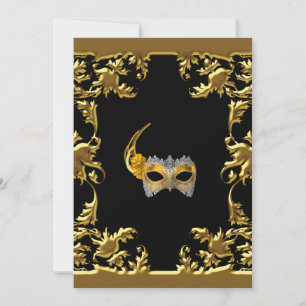 Glamour Ball Maskerade Elegant Schwarz Gold Einladung