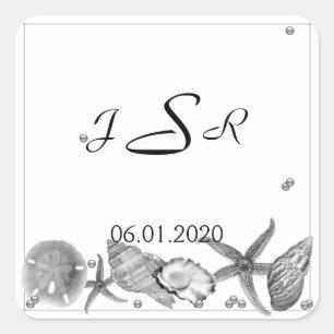 Glamour Beach in Silver Monogram Aufkleber