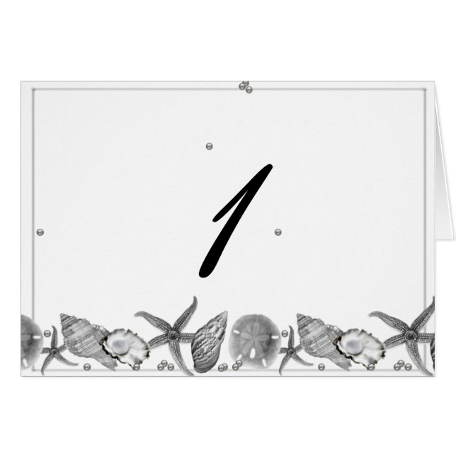 Glamour Beach in Silver Tischnummer Zeltkarte (Vorderseite (Horizontal))