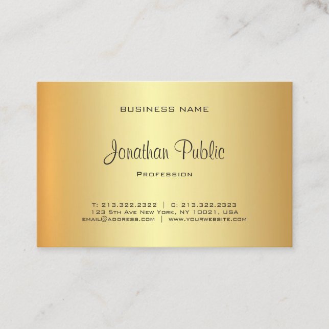 Glamour Beruflich Gold Aussehen Elegant Moderne Visitenkarte (Vorderseite)