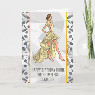 "Glamour Birthday Card - Elegante Mode Karte