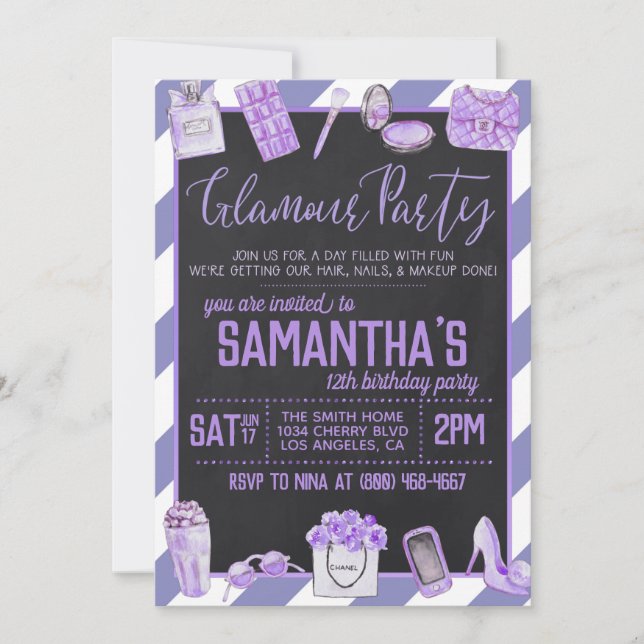 Glamour Birthday Party Einladung (Vorderseite)