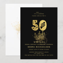 Glamour Black and Gold 50 & Fab Virtual Birthday