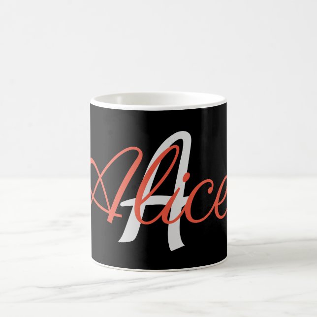 Glamour Black and White Monogram Custom Kaffeetasse (Mittel)