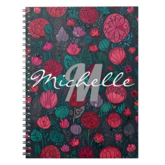 Glamour Black and White Monogram Spiral Notizblock