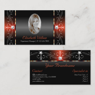 Glamour Black Brown Squiggled Juwelen mit Foto Visitenkarte