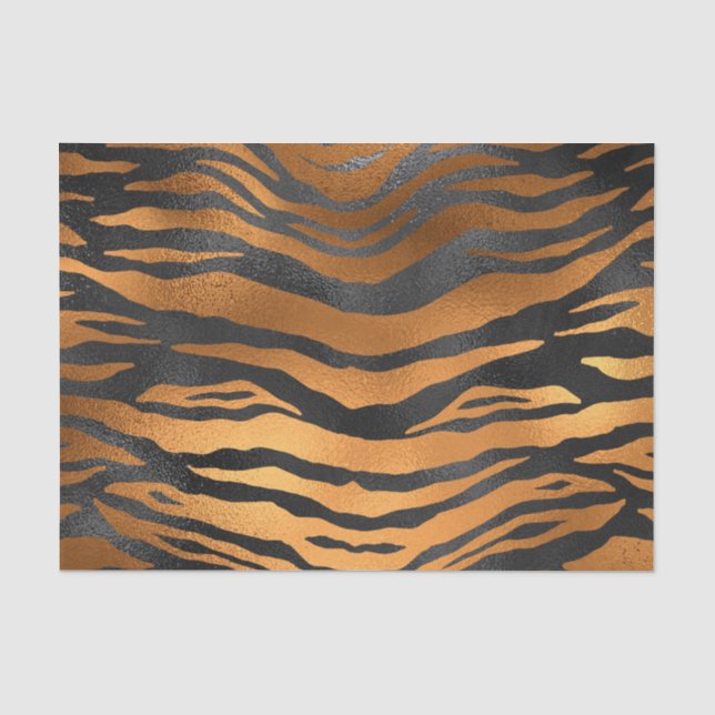 Glamour Black Brown Tiger Stripes Animal Print Seidenpapier (Vorderseite)