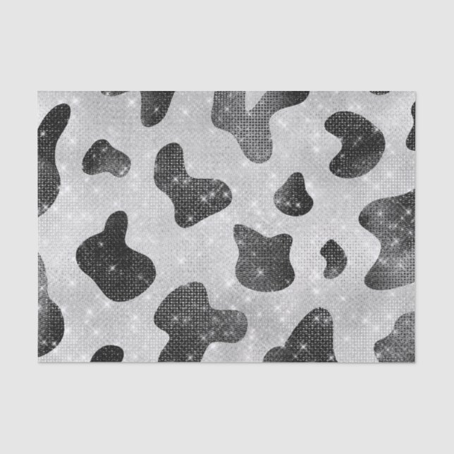 Glamour Black Funkelnd Glitzer Sequins Kuh Printin Seidenpapier (Vorderseite)