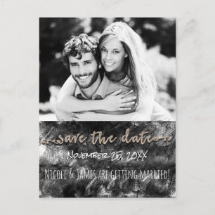 Glamour Black & Gold Chic Save the Date Foto Ankündigungspostkarte