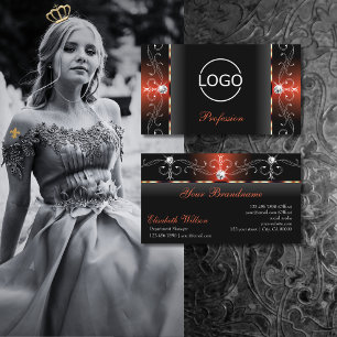 Glamour Black Lava Red Squiggled Juwelen und Logo Visitenkarte