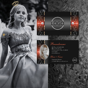 Glamour Black Lava Red Squigglg Logo und Foto Visitenkarte