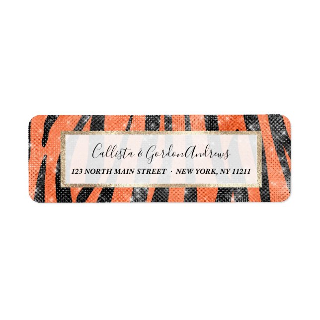 Glamour Black Orange Glitzer Animal Tiger Strip (Vorne)