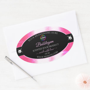 Glamour Black Shiny Girl Pink Logo-Produktetikett Ovaler Aufkleber
