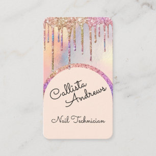 Glamour Bling Iridescent Glitzer Tropfen Nail Tech Visitenkarte