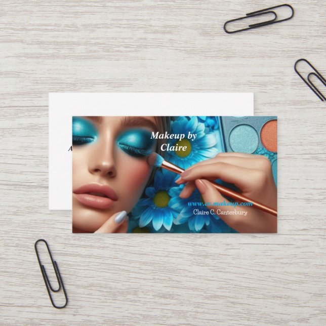 Glamour Blue Eye Shadow Makeup Visitenkarte (Vorderseite/Rückseite Beispiel)