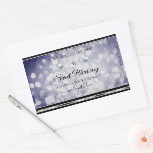 Glamour Blue Glitzer Product Labels Rhinestones Rechteckiger Aufkleber