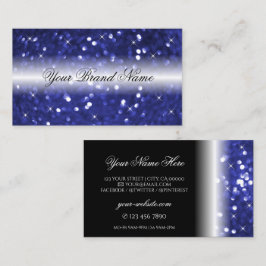 Glamour Blue Sparkling Glitzer and Stars Stilvoll Visitenkarte
