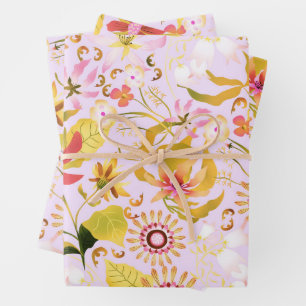 Glamour Blumenrosa Geschenkpapier Set