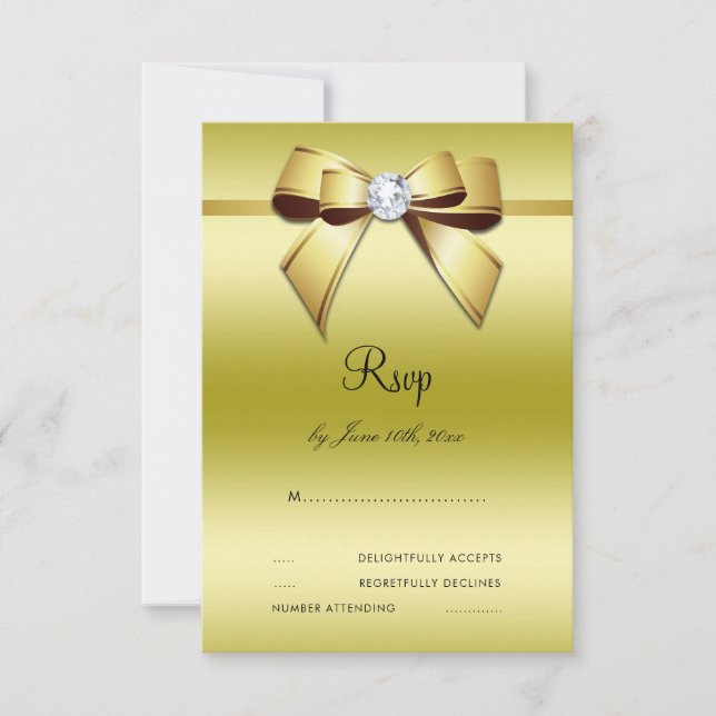 Glamour Bow & Ribbon 50. Wedding RSVP Karte (Vorderseite)