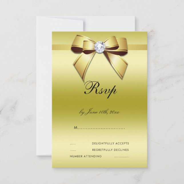Glamour Bow & Ribbon RSVP Karte (Vorderseite)