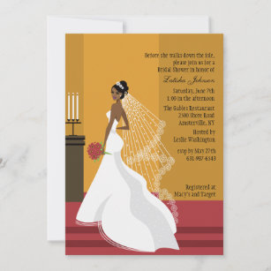Glamour Bridge Afroamerikanisches Brautparty Inv Einladung
