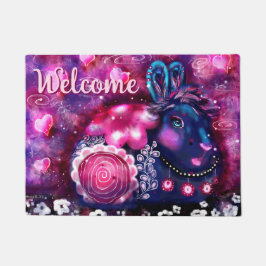 Glamour Bunny Rabbit Lila Pink Whimsical Floral Fußmatte