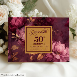 Glamour burgundy blush gold Rose 50 Gästebuch
