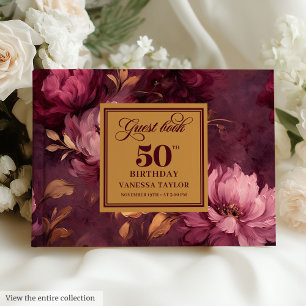 Glamour burgundy blush gold Rose 50 Gästebuch
