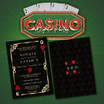 Glamour Casino Las Vegas Poker Wedding Einladung<br><div class="desc">Einzigartig Casino Royale, art Deko themed card design. Es zeigt den Vintagen Art Deko Stil, ein Roaring 1920er Jahre alten Hollywood-Rahmen mit Imitaten Goldfolie Fleur-de-lis, rote Herzen, Q und K an zwei Ecken (Simulation Spielkarten), auf goldschwarzen Art Deco Muster Hintergrund. Spezielle Formulierungen werden wie im Poker-Spiel verwendet. Auf der Rückseite...</div>