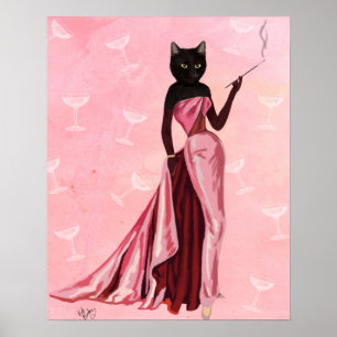 Glamour Cat Pink Poster