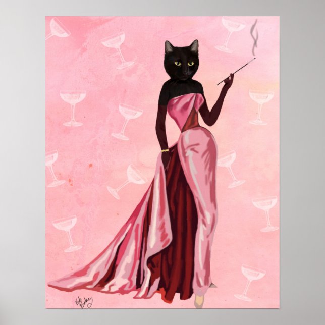 Glamour Cat Pink Poster (Vorne)