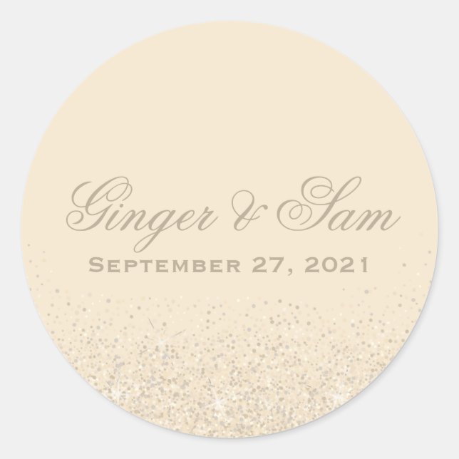Glamour Champagner Glitzer Wedding Stickers (Vorderseite)