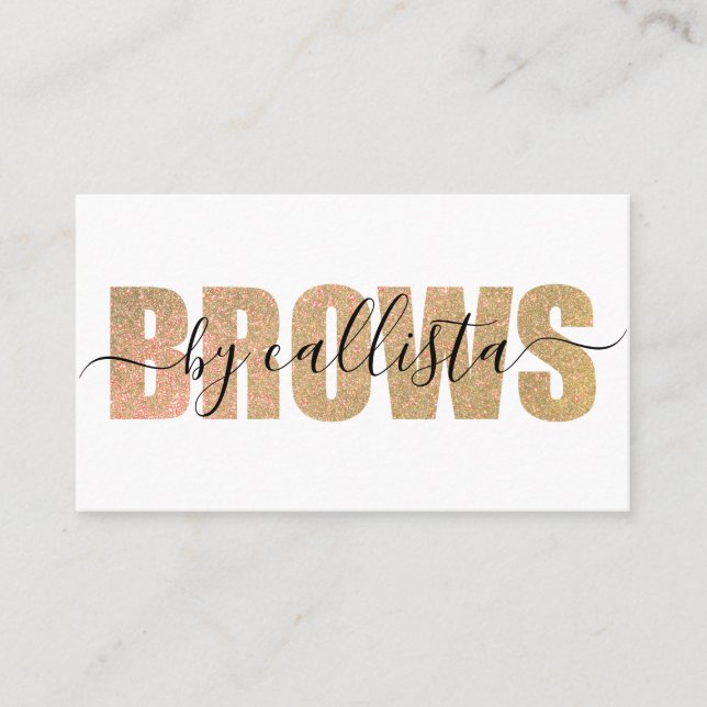 Glamour Chic Glitzer Typografy Brow Artist Visitenkarte (Vorderseite)