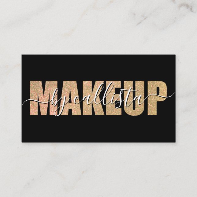 Glamour Chic Glitzer Typografy Makeup Visitenkarte (Vorderseite)