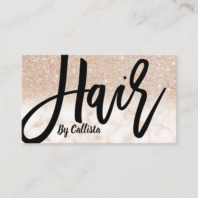 Glamour Chic Gold Glitzer Marmorhair Stylist Visitenkarte (Vorderseite)