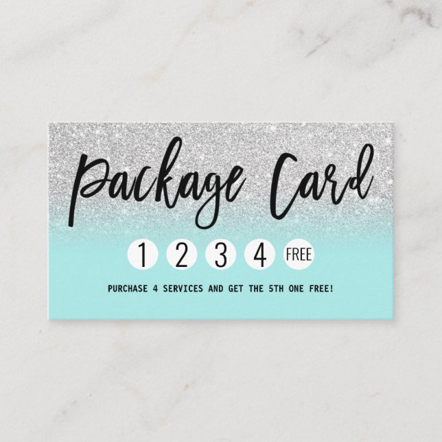 Glamour Chic Minze Silver Glitzer Moderne Loyalitä Treuekarte (Vorderseite)