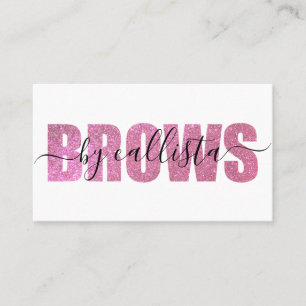 Glamour Chic Pink Glitzer Typografy Brow Artist Visitenkarte