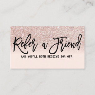 Glamour Chic Rose Gold Glitzer Pink Moderne Empfehlungskarte