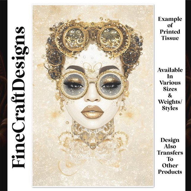Glamour Chic Steampunk Female Gold Q1 Decoupage Seidenpapier (Von Creator hochgeladen)