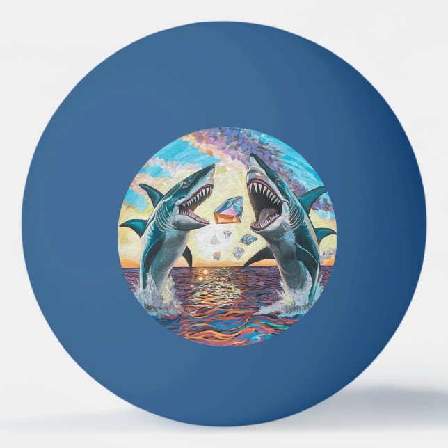 Glamour Chomp-Shark Breaching for Shiny Gems- Tischtennisball (Vorderseite)