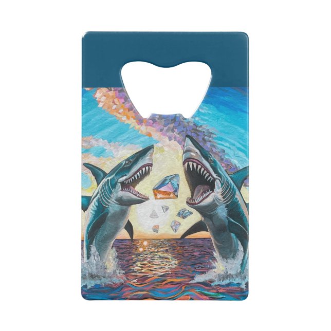 Glamour Chomp-Sharks Breaching for Shiny Gems- Geldbeutel Flaschenöffner (Vorderseite)