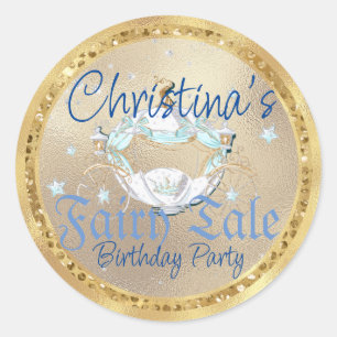 Glamour Cinderella Fairy Tale Carriage on Gold Runder Aufkleber