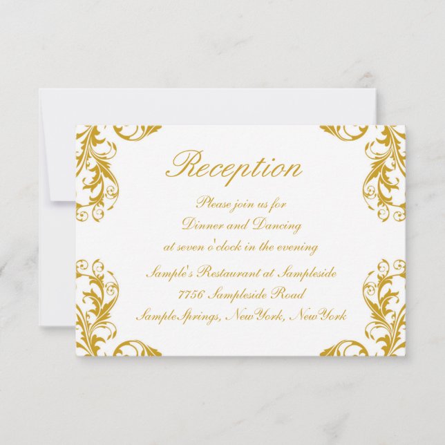 Glamour Damask Wedding Empfang Card Einladung (Vorderseite)