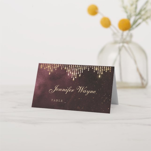 Glamour Deko Burgundy Vintage Hochzeit Platzkarten (Vorderseite)