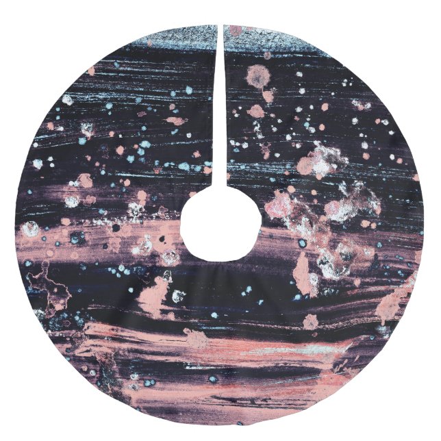 Glamour Dunkelgrau Pink Spotlight Polyester Weihnachtsbaumdecke (Vorderseite)