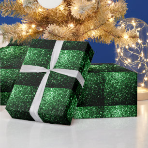 Glamour Dunkelgrüner Glitter funkelt Fliesenmuster Geschenkpapier