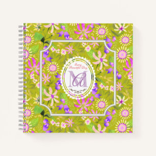 Glamour Floral Chic Grün Notizbuch