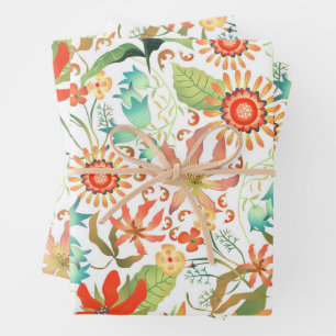 Glamour Floral White Geschenkpapier Set