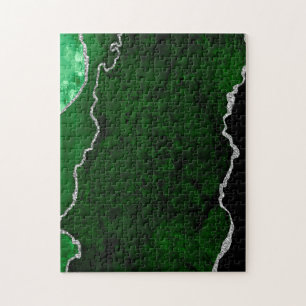 Glamour Forest Green Marmor Chic Silver Glitzer