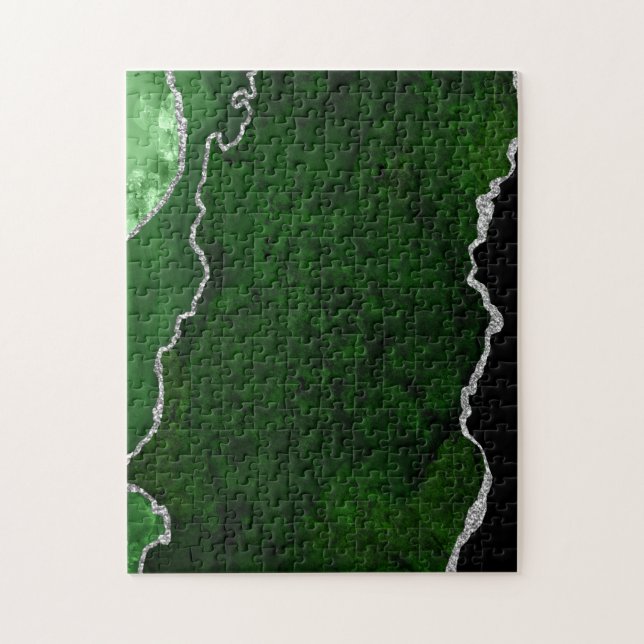 Glamour Forest Green Marmor Chic Silver Glitzer (Vertikal)